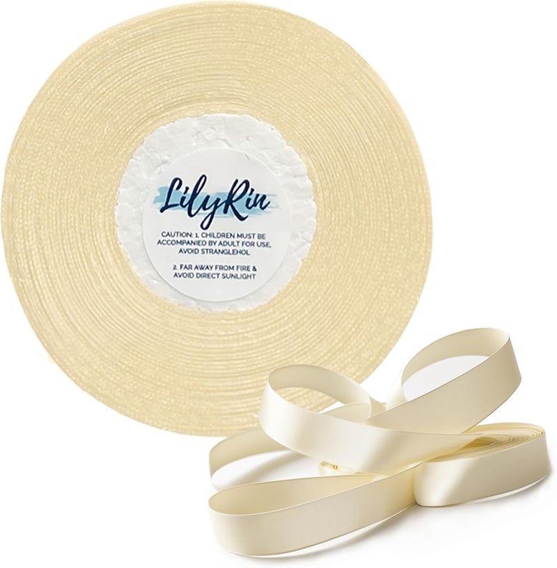 LilyRin Ivory Ribbon 3/8 Inch x 36 Yards Perfect for Scrapbooking Art Wedding Wreaths Baby Showers Gift Wrapping Birthday Decorations Christmas Gifts DIY Crafts Floral Arrangements and Party Projects Cream - Image 1